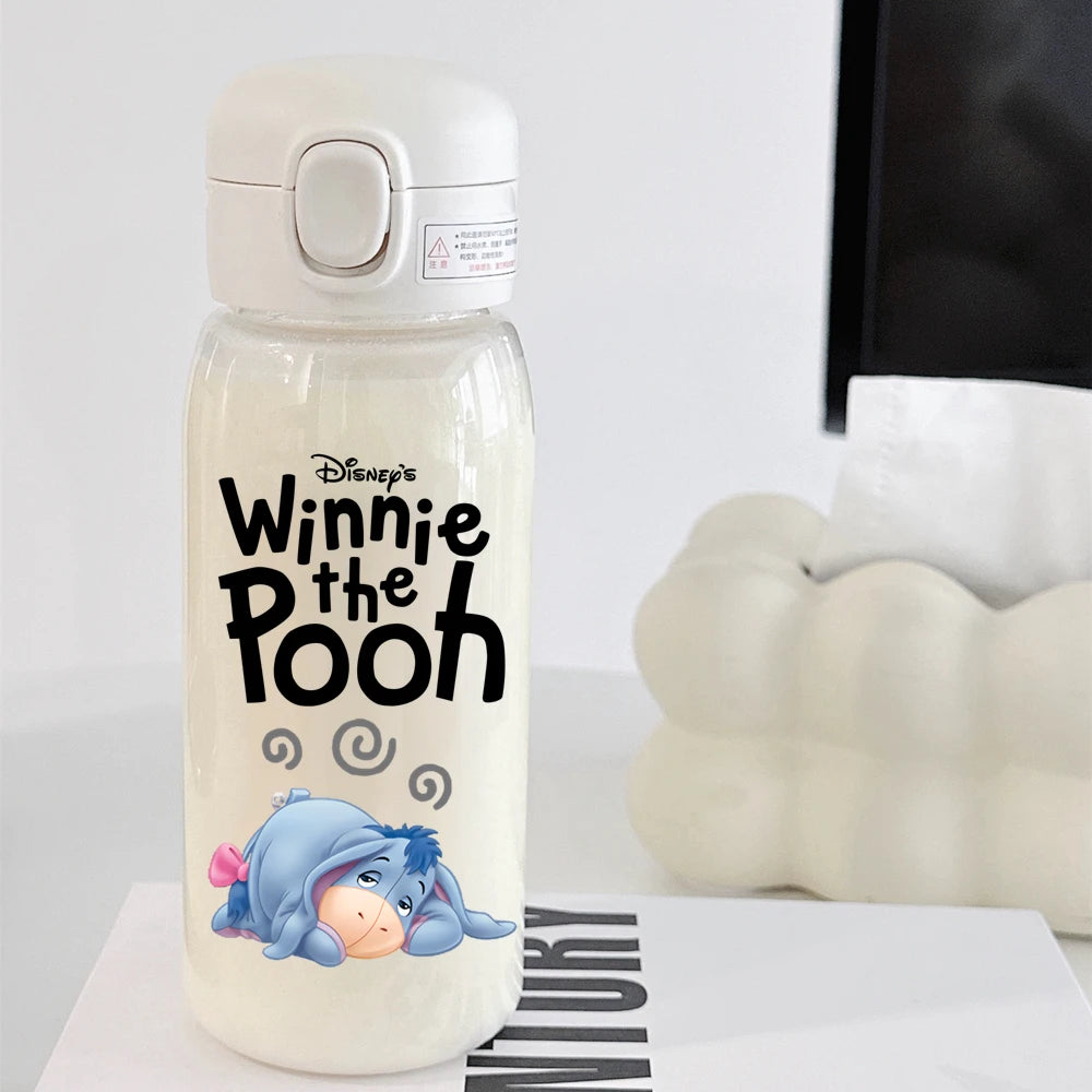 Pooh Bear Mickey Mouse 600ml Cartoon Water Bottle Portable Cute Straw Cup Kids Leak-proof Drinking Jug Outdoor Camping Travel