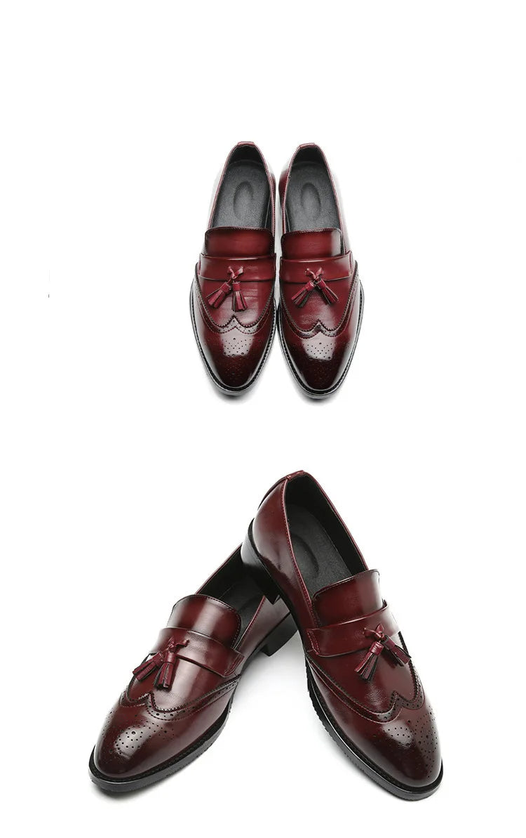 Luxury Men Leather Loafers designer Tassels Brogue Shoes Male Wedding Shoes Fashion High Quality Men Casual Shoes Big Size 37-48