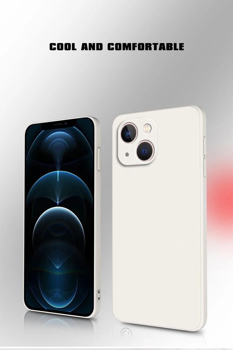 New Square Liquid Silicone Phone Case for iPhone 14 13 7 8 Plus X XR XS 11 12 Pro Max SE 2020 Camera Protective Cover