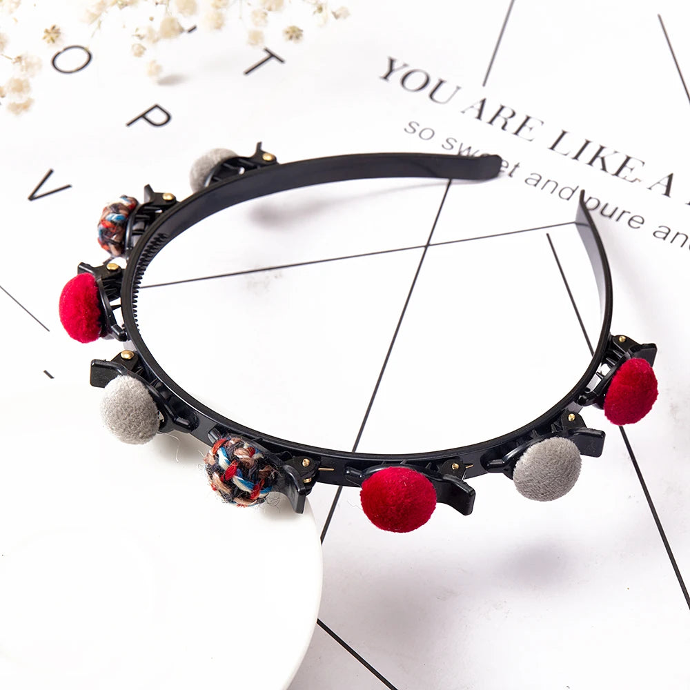 Double Layer Bands Clip Hairbands Fashion Plastic Braided Headband Punk New Knitting Womens Headwear Hair Accessories Pearl