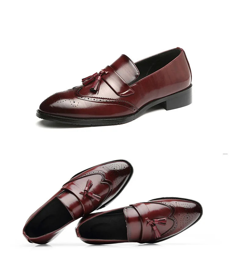 Luxury Men Leather Loafers designer Tassels Brogue Shoes Male Wedding Shoes Fashion High Quality Men Casual Shoes Big Size 37-48