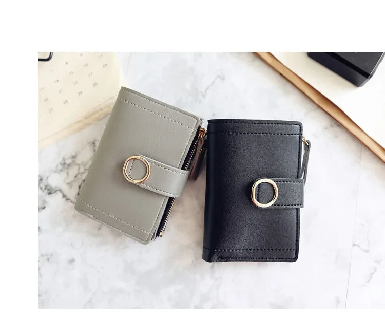 New Short Women Wallets Fashion Simple Cute Small Female Wallets PU Leather Card Holder Women's Purse