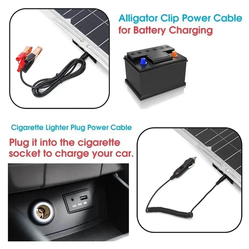 1000W 18V Monocrystalline Silicon Solar Panel Dual USB 12V/5V DC Single Crystal Flexible Solar Charger for Car RV Battery Charge