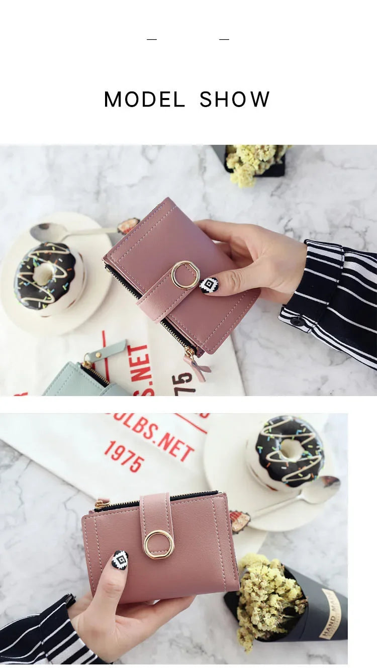 New Short Women Wallets Fashion Simple Cute Small Female Wallets PU Leather Card Holder Women's Purse