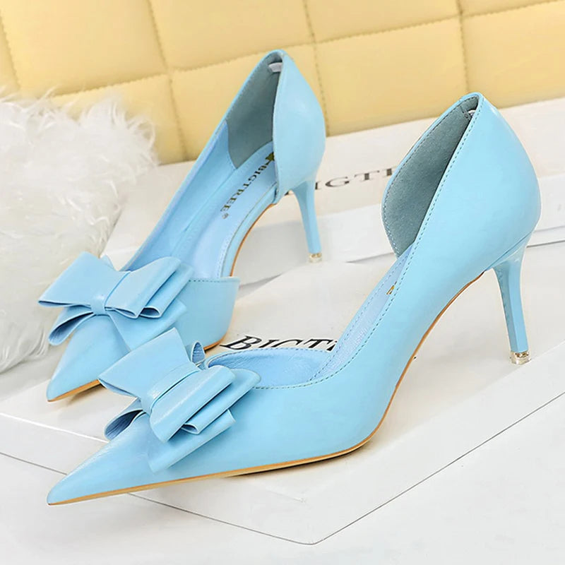 BIGTREE Shoes Bow-knot Woman Pumps Stiletto 10.5 Cm Women Basic Pump Pointed Toe Classic Pumps Sexy High Heels Women Shoes 2025