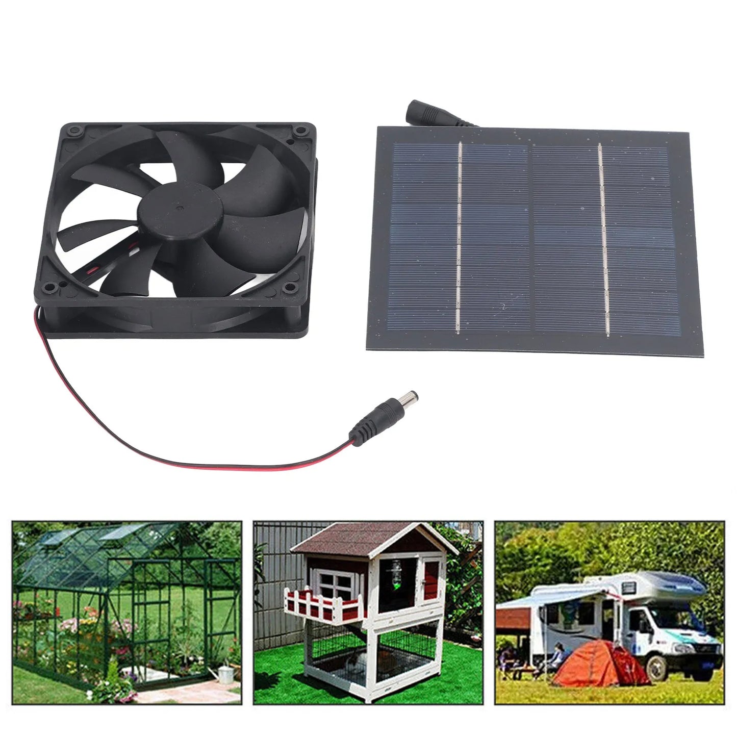 Solar Panel Fan Kit 20W IP65 Waterproof for Outside Small Chicken Coops Greenhouses Sheds Pet Houses Window Exhaust