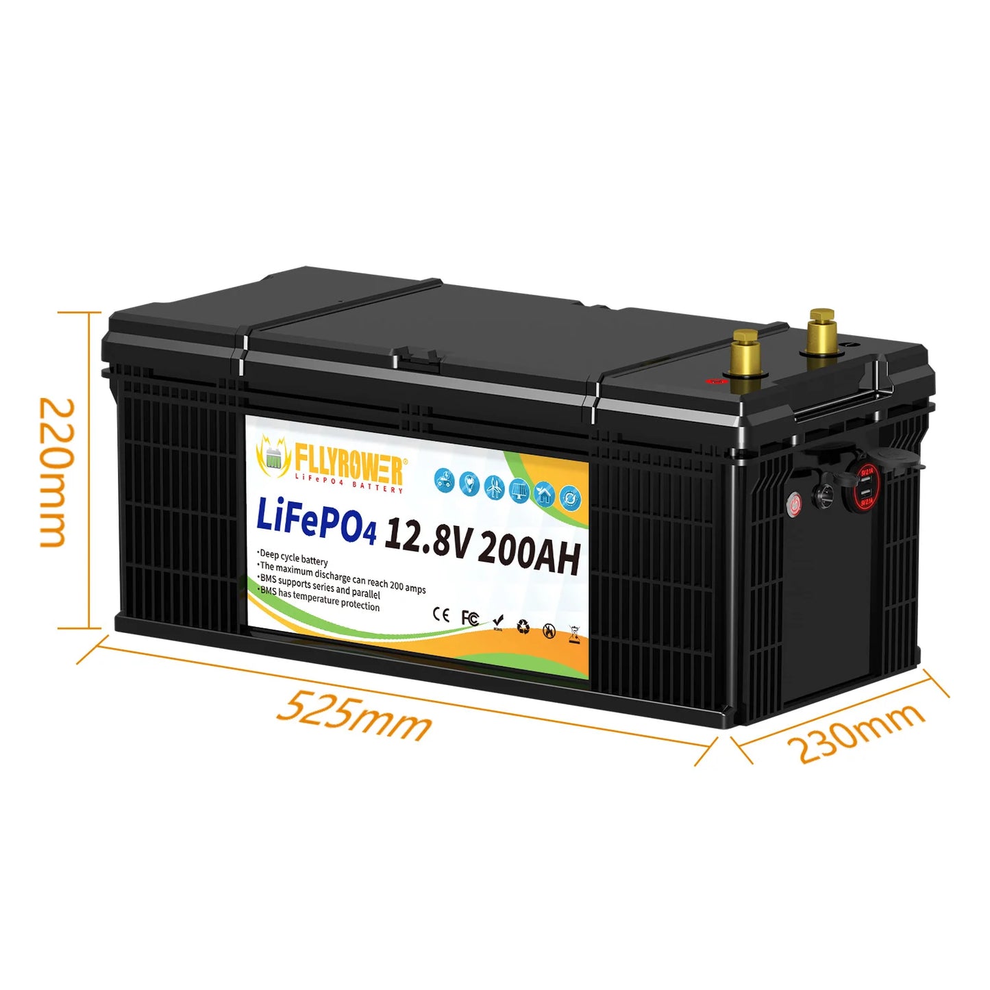 Germany Stock FLLYROWER 12.8v 100Ah 120Ah 180Ah 200Ah 300Ah LiFePO4 Battery Pack Solar Lithium Lifepo4 Battery