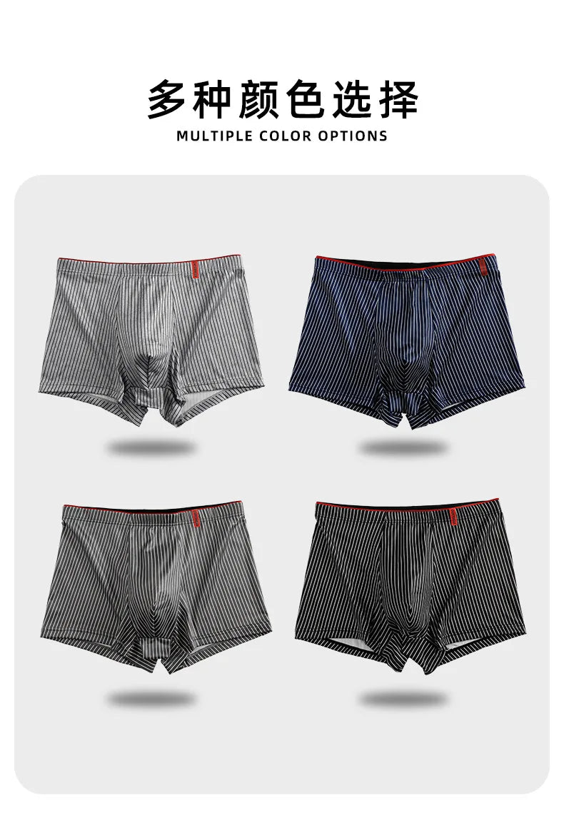 Men's Underwear Fashion Men Boxers Sexy Oft Breathable Underwear Male Comfort Panties L-4XL Underpants Striped Boys Underwear