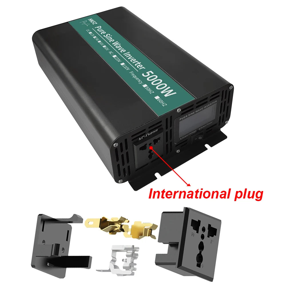 5000W Pure Sine Wave Inverter 12V 24V 48V DC To AC 110V 220V 4000W Voltage Converter Portable Car Converter Solar LED Inverter