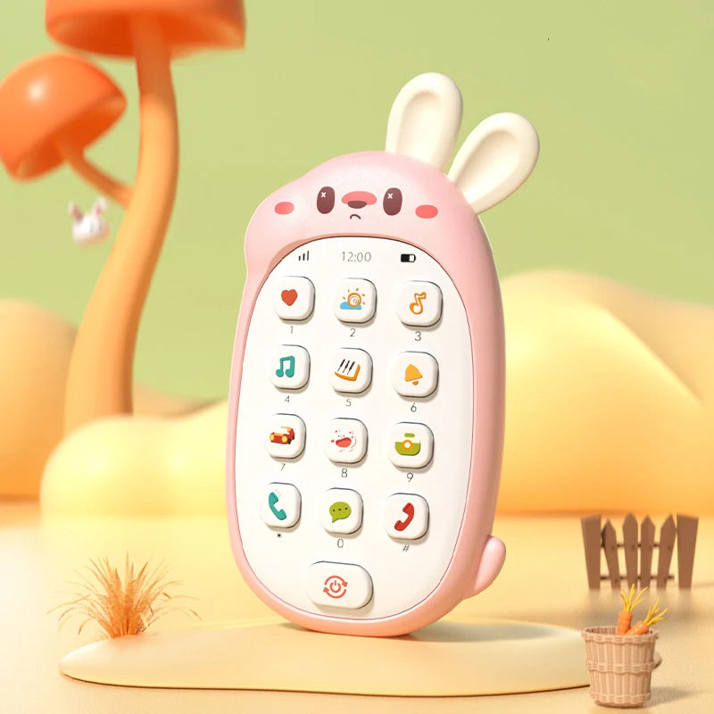 Children's rabbit toys mobile phones baby chewable puzzle multifunctional music phone male and female without battery