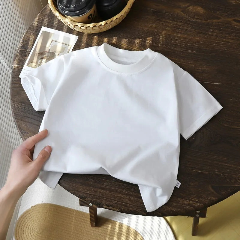 Children's Cotton Short Sleeve White Red Black T-shirt Girls' Summer Baby Clothes Kids Boys' Tops