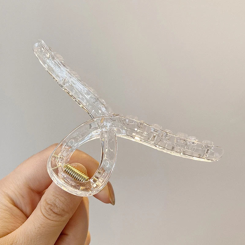 Metal Gold Pearl Hair Clips For Women Elegant Rhinestones Hair Claw Geometric Hollow Hairpins Vintage Barrette Hair Accessories