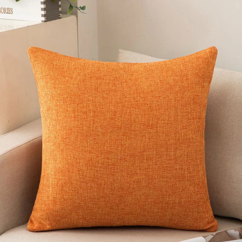 Scandinavian ins style solid colour pillow cover heavy cotton linen living room sofa cushion winter waist pillow case