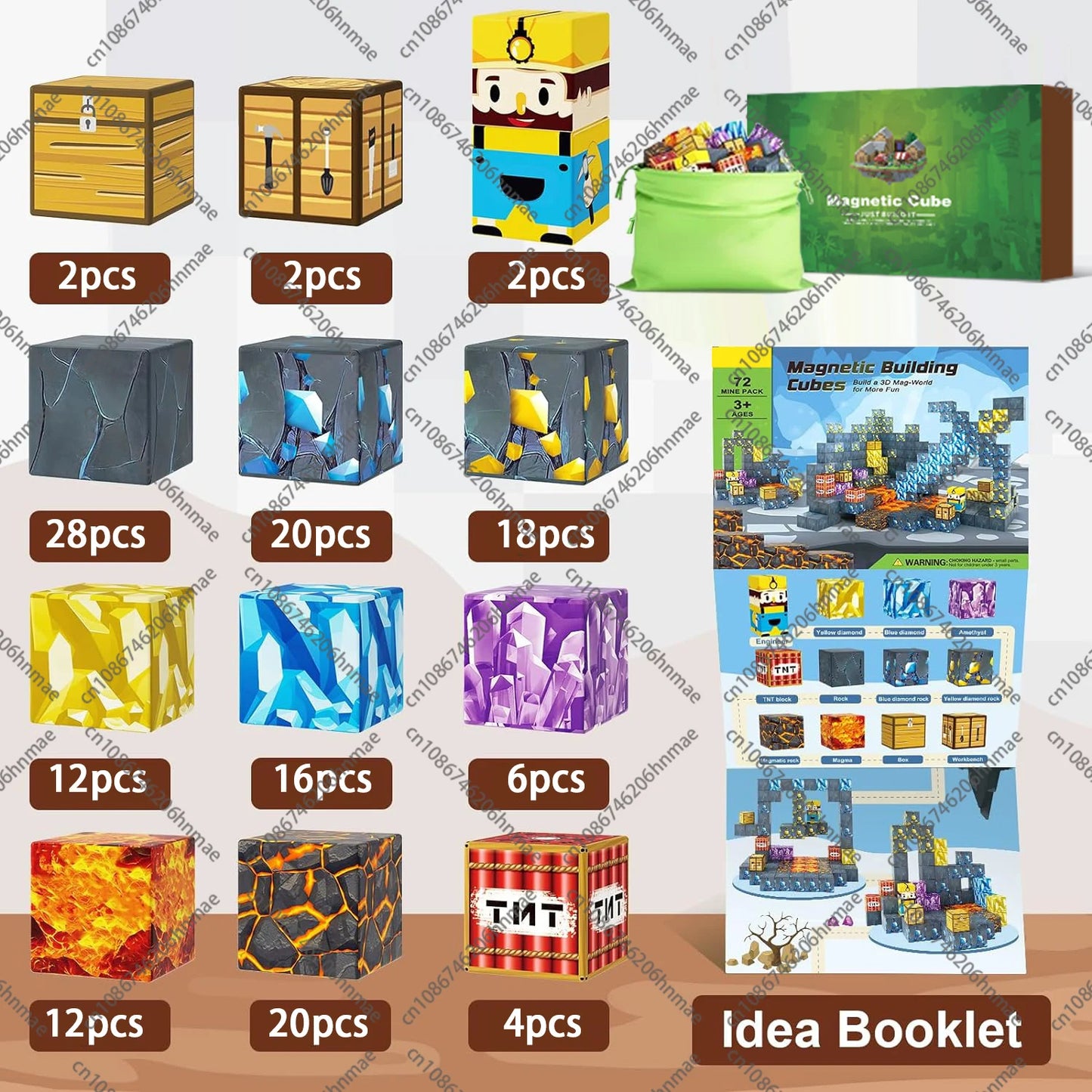 Magnetic Building Blocks Magnet Cube Mine World Set Toy STEM Sensory Montessori Stacking Cubes Construction Set Toy Holiday Gift