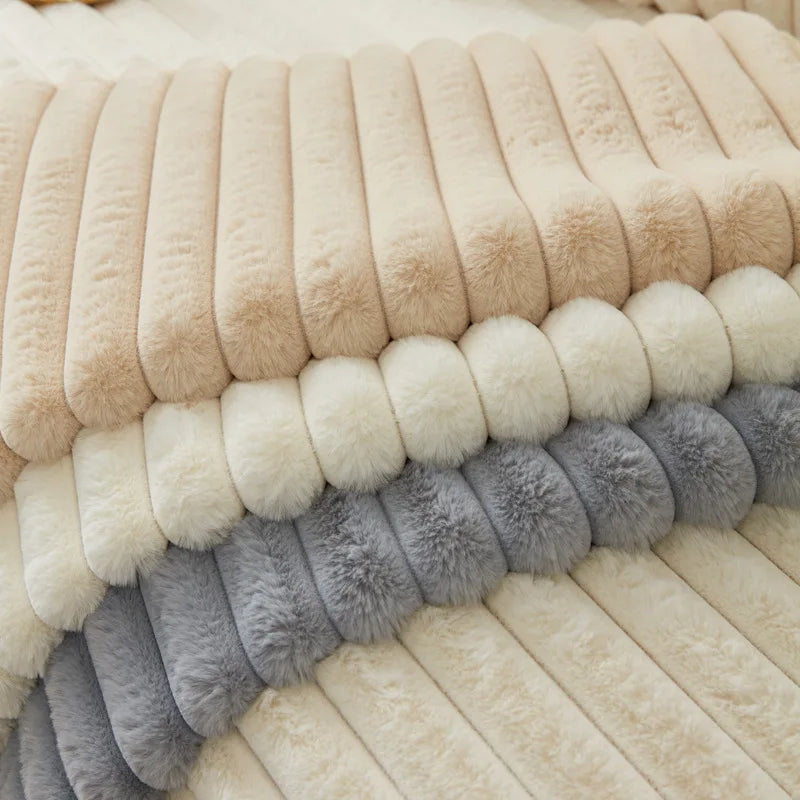 Winter thickened faux rabbit fur sofa cushion, warm seat pad, sofa slipcover for winter