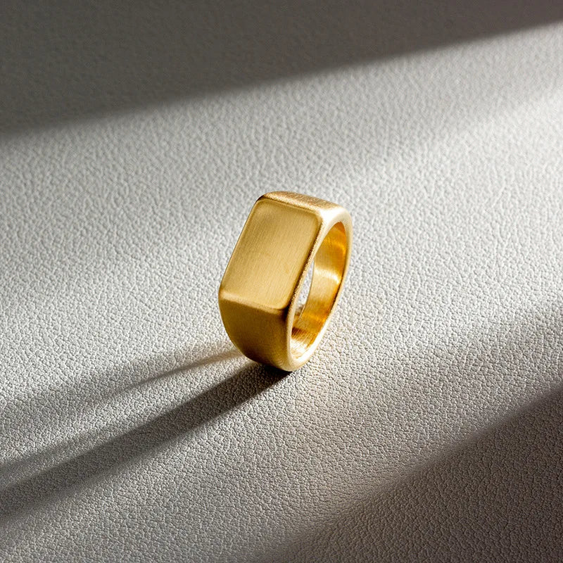 HNSP 316L Stainless Steel Ring For Men 2024 Smooth Rectangular Seal Rings Finger Jewelry Accessories