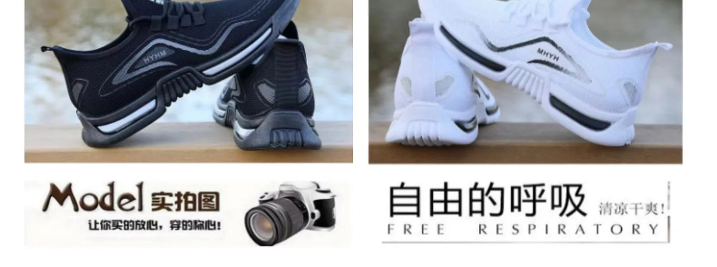 2025 Men's Summer New Sports Shoes Comfortable and Breathable White Shoes Fly Woven Breathable Casual Sneakers for Men