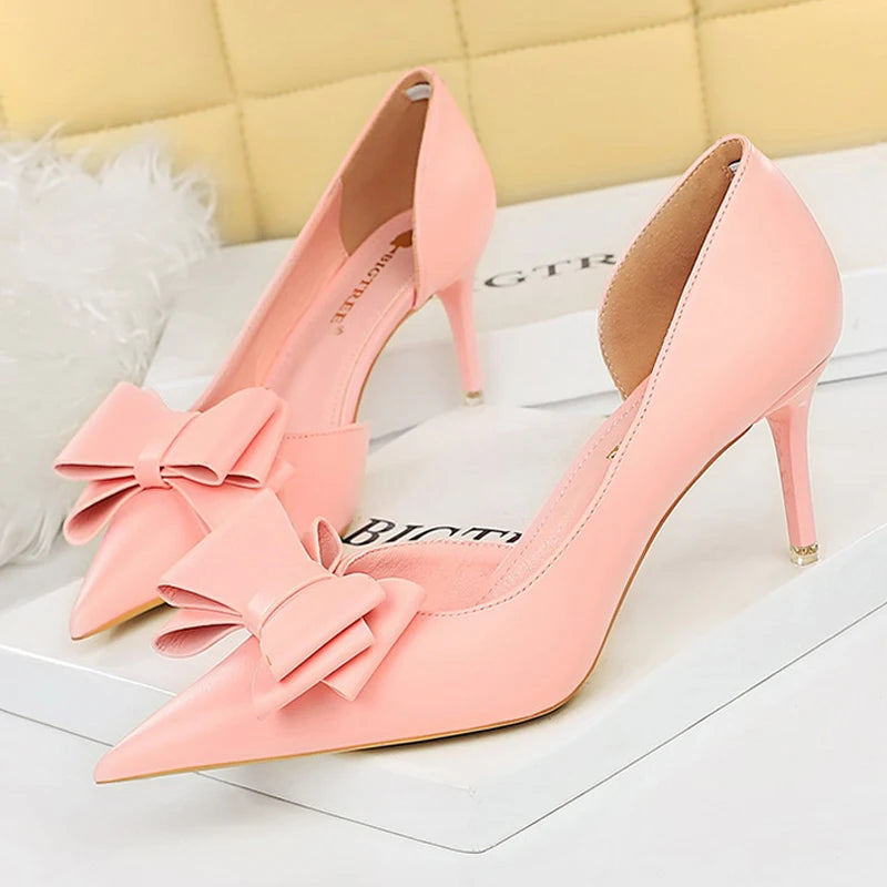 BIGTREE Shoes Bow-knot Woman Pumps Stiletto 10.5 Cm Women Basic Pump Pointed Toe Classic Pumps Sexy High Heels Women Shoes 2025
