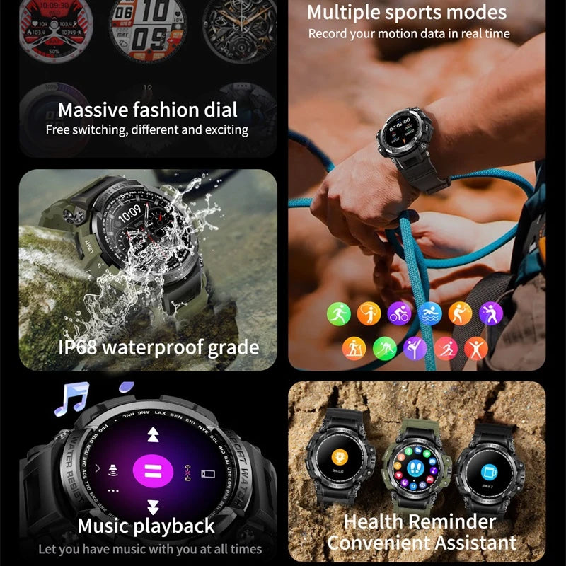 New Smart Watch Men Bluetooth Call 1.39" Touch Screen Sports Fitness Tracker Watches IP68 Waterproof Smartwatch for Android IOS