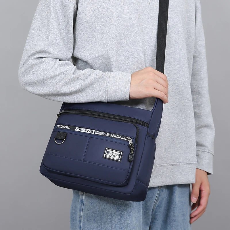 Lightweight Casual Oxford Shoulder Bags for Men Portable Large Capacity Crossbody Bag with Multi Pockets Daily Travel Bag Male