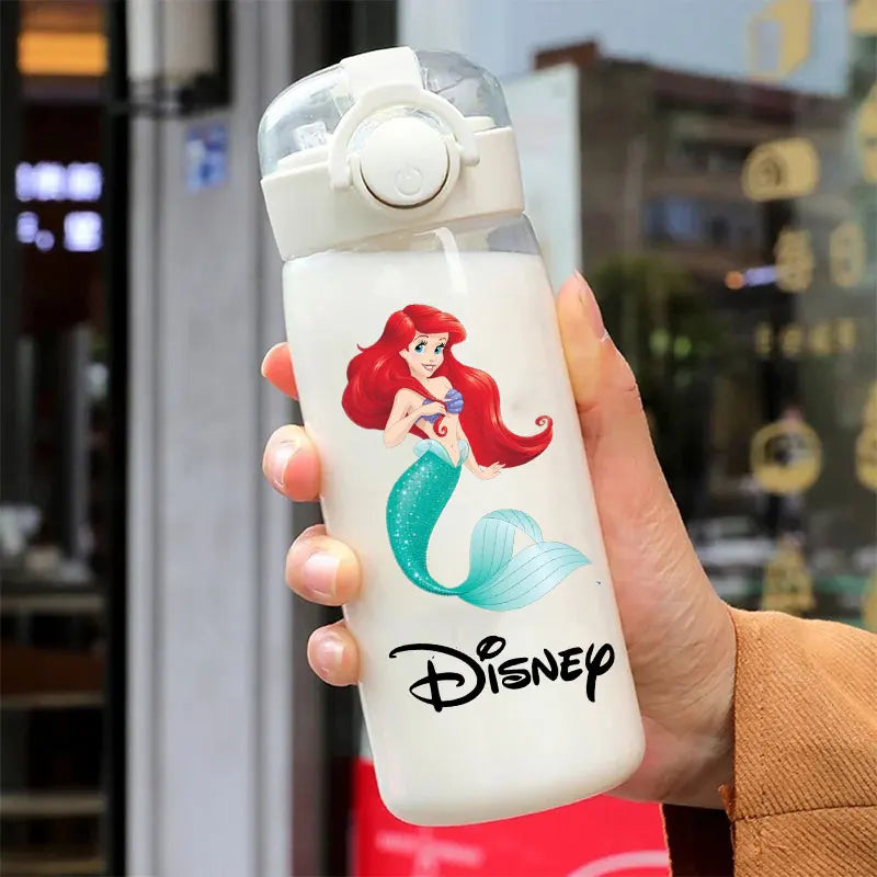 Straw 600/400ML Water Cup Princess Children Portable Plastic Mermaid Frozen Transparent Large Capacity Sport Water Bottle