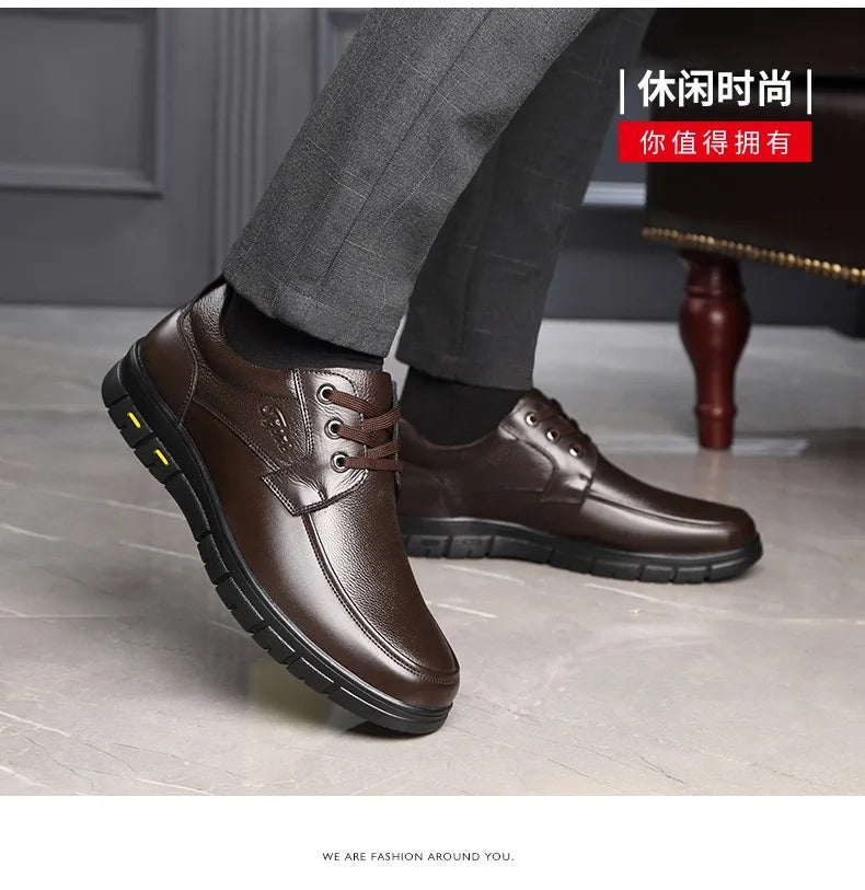 Hot Sale Men Genuine Leather Casual Shoes Soft Sole Walking Shoes Luxury Brand Middle-aged Old Man Dad Lightweight Loafers Shoes