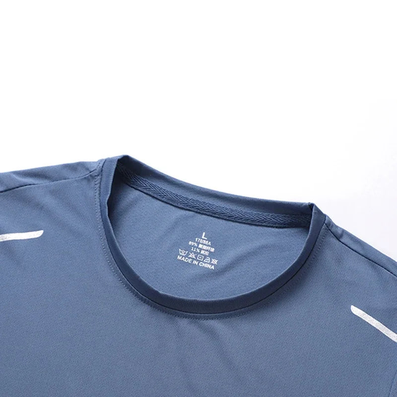 Men's Running Quick Drying T-shirts Breathable Hiking Fishing Tees Soft Elasticity Outdoor Sports Short Shirt Summer