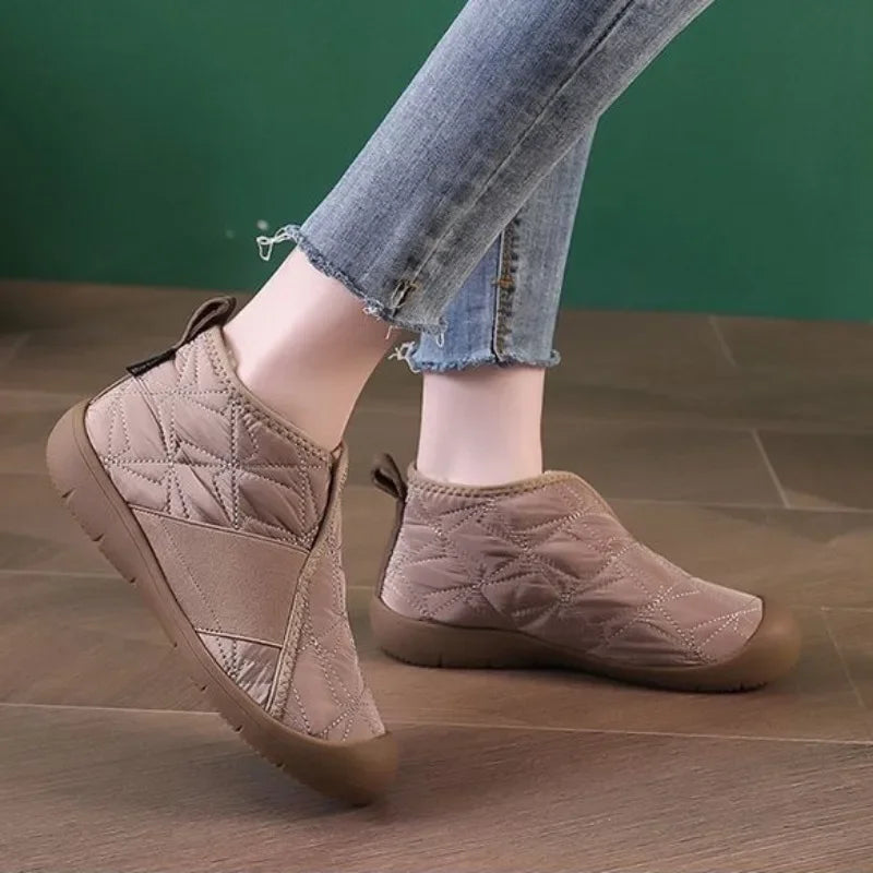 Women's Cotton Shoes 2024 Winter New Fashion Plush Warm Snow Boots Waterproof Anti Slip Comfort Plus Size 44 Casual Cotton Boots