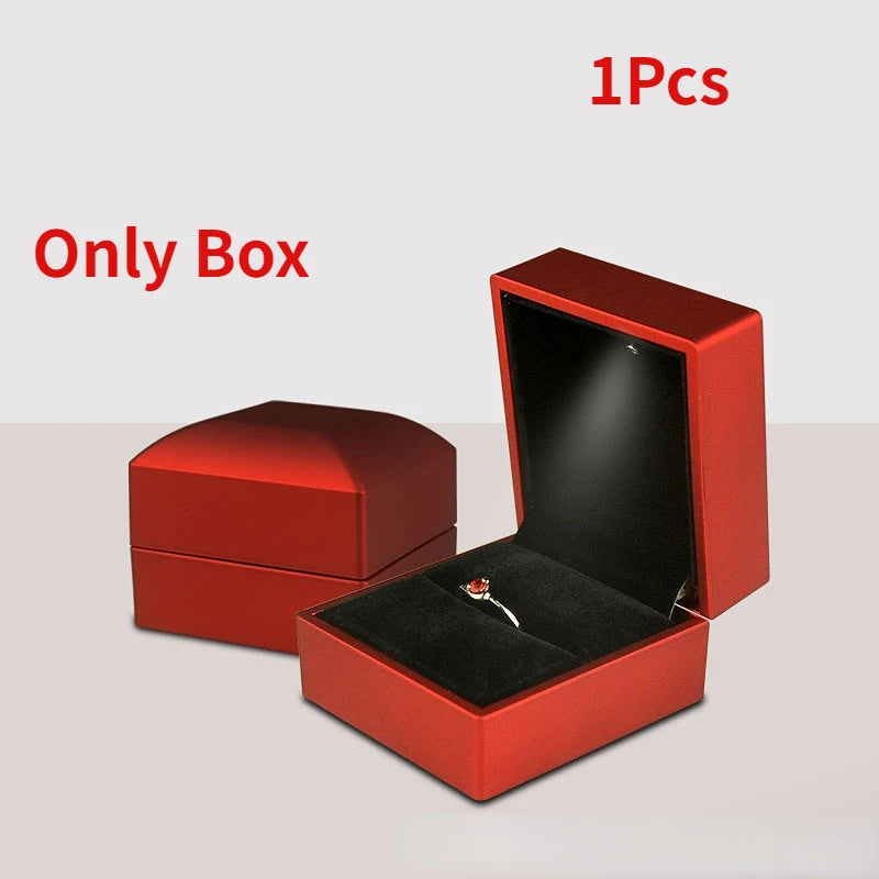 2024 Ring Box With LED Light Jewelry Diamond Ring Box Storage Wedding Ring Box Jewelry Organizer Storage Gift Box