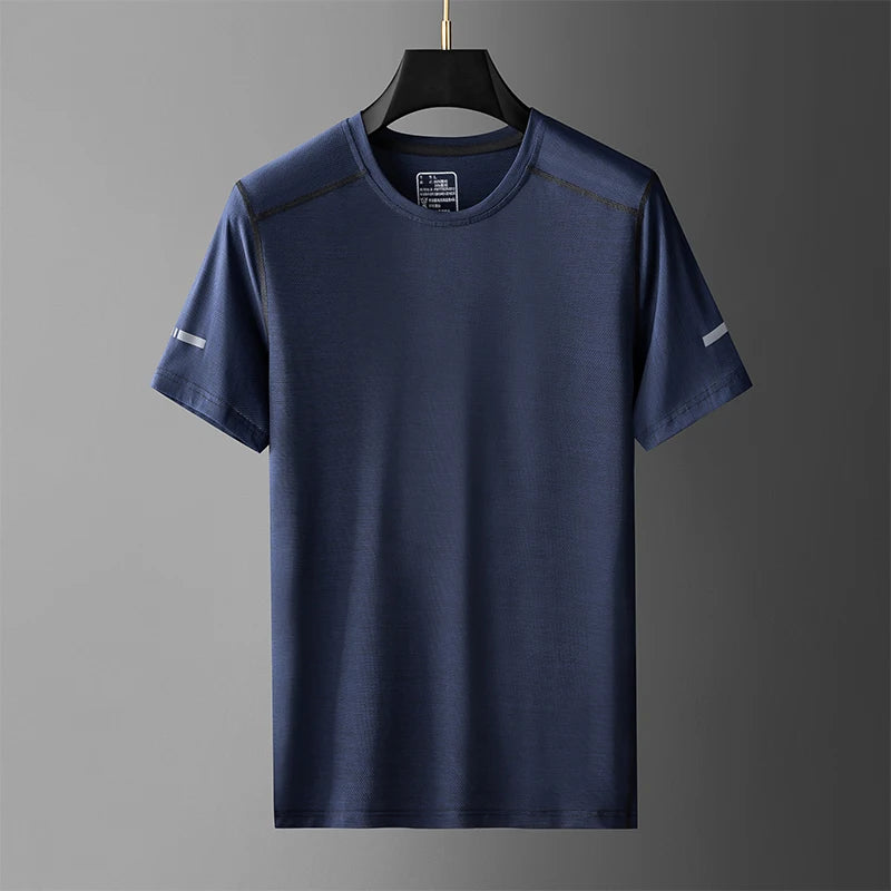 Large Size L-7xl 8xl 9xl Summer Breathable Mesh Men's Quick-dry Basic T-shirts Sportswear Nylon T Shirt Male Running Cool Tees