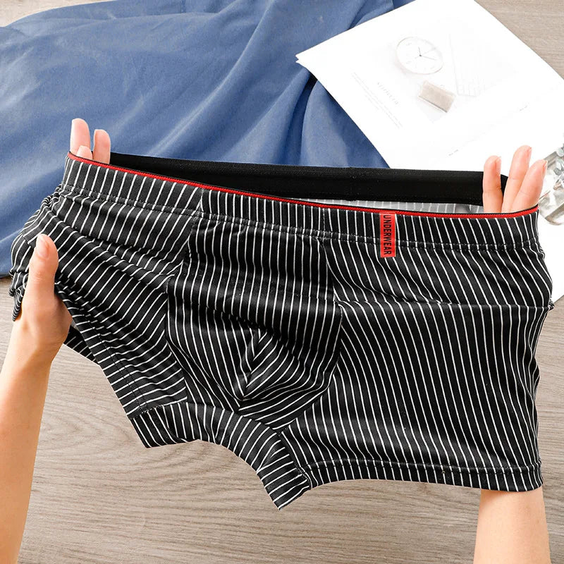 Men's Underwear Fashion Men Boxers Sexy Oft Breathable Underwear Male Comfort Panties L-4XL Underpants Striped Boys Underwear