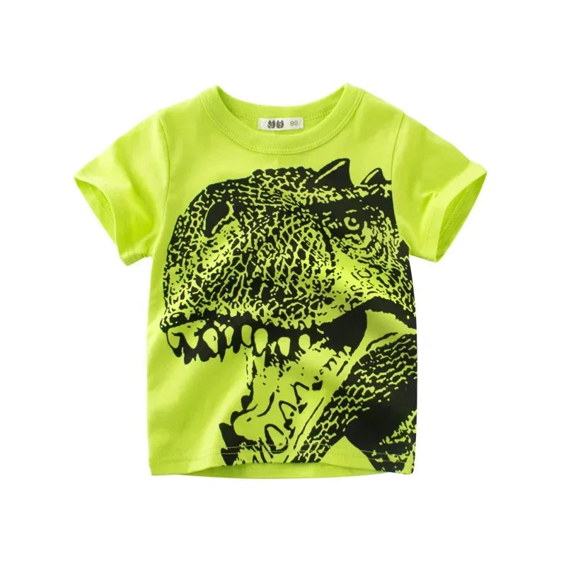 2025 Summer Children 3D Cartoon T-shirt for Boy Animal Printing Dinosaur Shark Boys T Shirt Girls Tops Tees Cartoon Kids Clothes