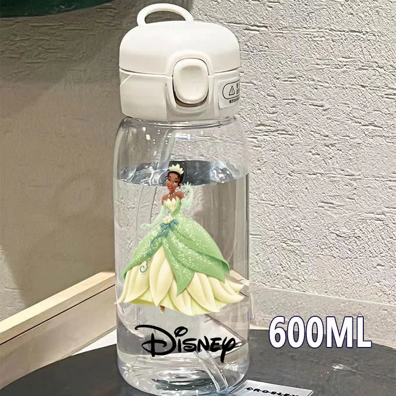 Straw 600/400ML Water Cup Princess Children Portable Plastic Mermaid Frozen Transparent Large Capacity Sport Water Bottle