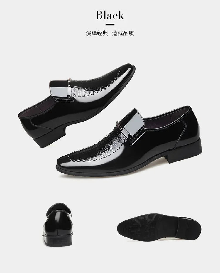 New 2024 Men Leather Shoes Business Classic Office Shoes for Men Crocodile Pattern Men Dress Shoes Breathable Brand Casual