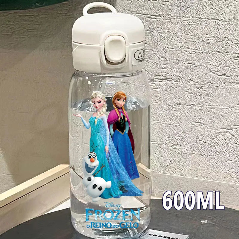 Straw 600/400ML Water Cup Princess Children Portable Plastic Mermaid Frozen Transparent Large Capacity Sport Water Bottle