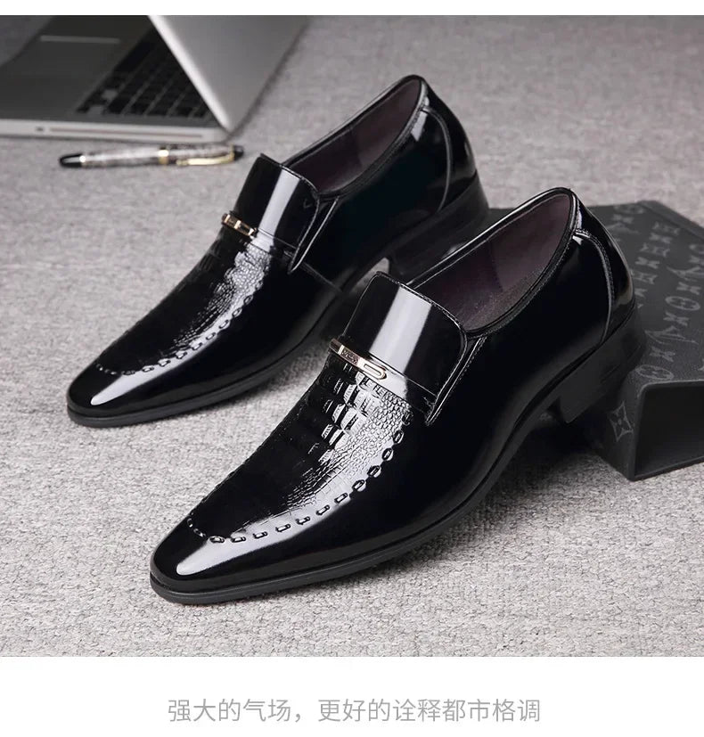 New 2024 Men Leather Shoes Business Classic Office Shoes for Men Crocodile Pattern Men Dress Shoes Breathable Brand Casual