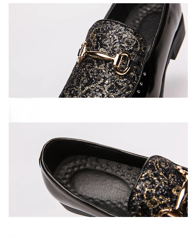 Shiny Leather Shoes for Men Platform Dress Shoes Luxury Slip on Men Loafers Party Designer Wedding Footwear Zapatos Para Hombres