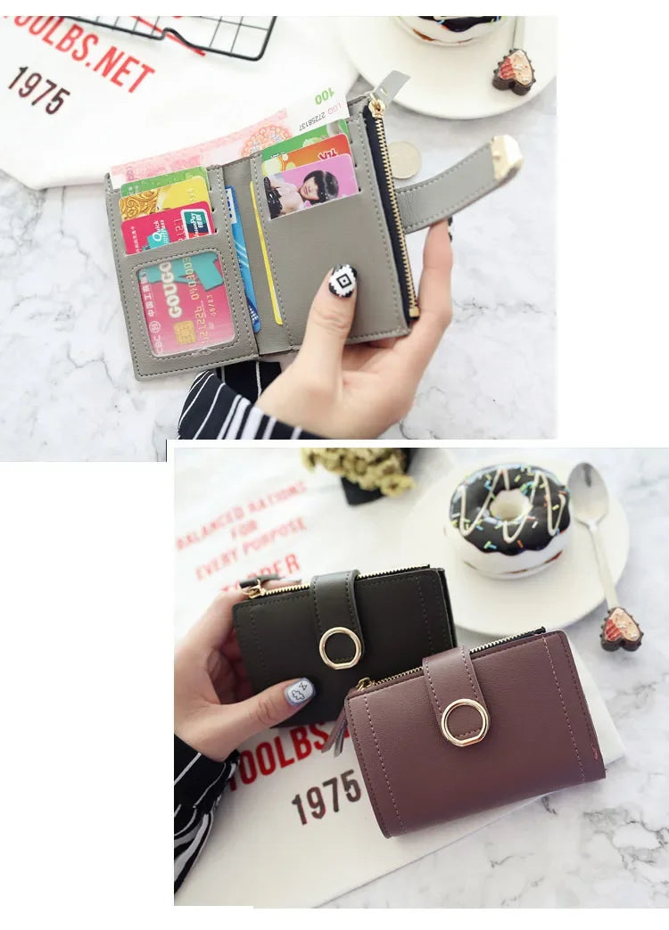 New Short Women Wallets Fashion Simple Cute Small Female Wallets PU Leather Card Holder Women's Purse