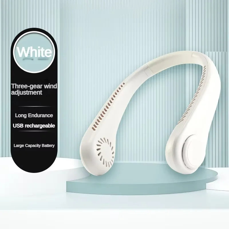 Portable Hands-Free Neck Fan,Bladeless Rechargeable 3-Speed Air Cooler,Battery Life&High Wind Speed for Outdoor, Sports, Travel