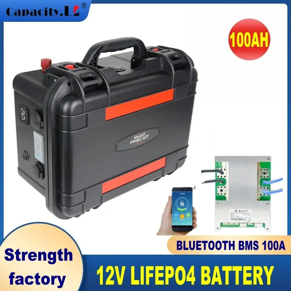 Capacity 12V 100AH 120Ah 150Ah 200AH Lifepo4 Battery Pack Rechargeable Battery For RV Solar Motor Outdoor Camping Part Inverter