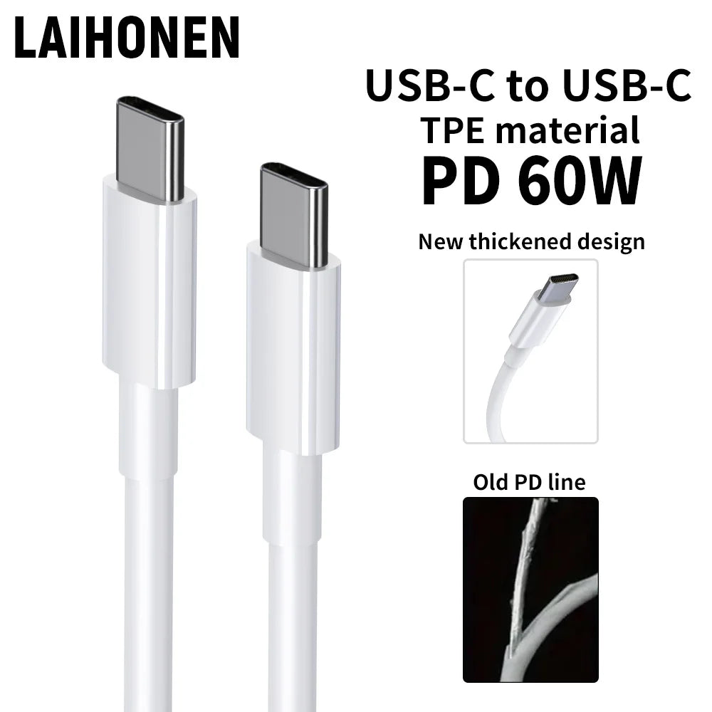 USB C to USB C 1 Pack 60W USB C Cable 1m 2m 3m C to C Cable Fast Charging for MacBook Pro/MacBook for iPhone 16 Pro Ma