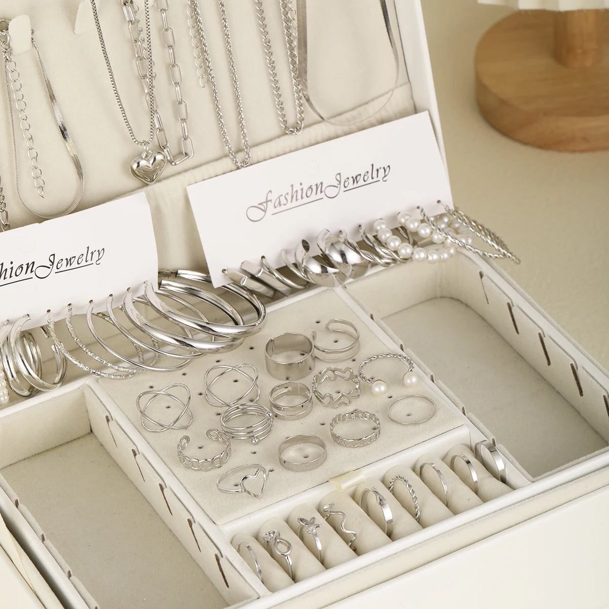 54 Pcs/Set Vintage Elegant Pearl Earrings Ring Heart Pendant Necklace Bracelet For Women Boho Daily Wear Jewelry Set Gifts 2024