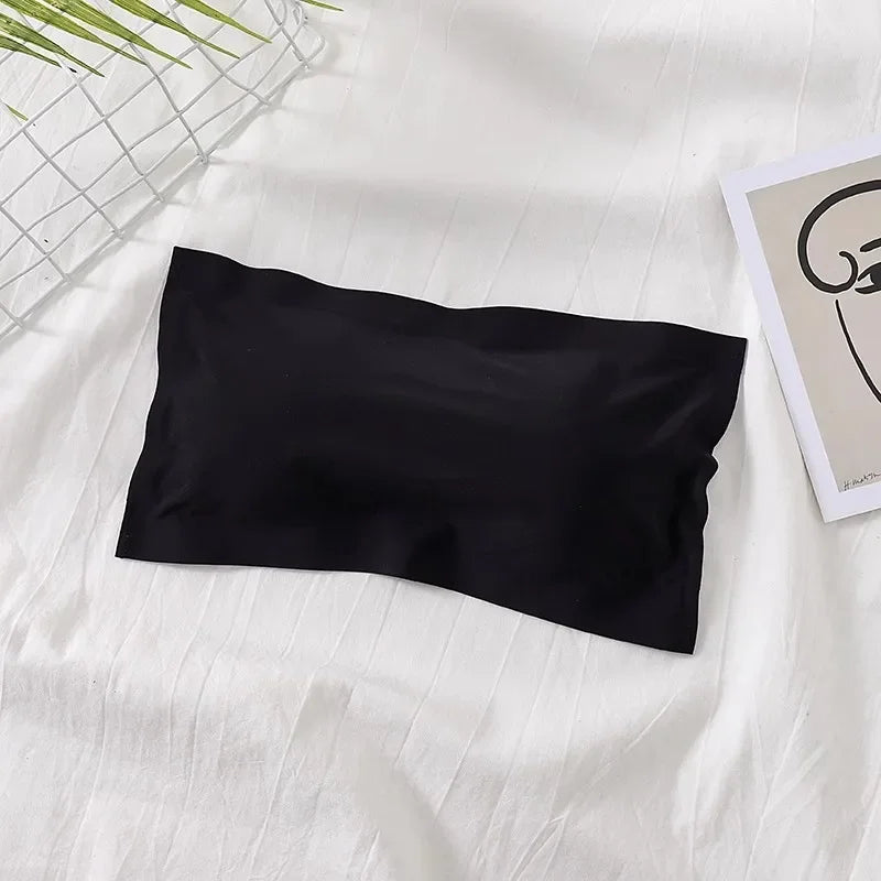 Ice Silk Strapless Bra Girls Seamless Crop Tube Top Bralette for Women Soft Sexy Bras Large Size Bustier Tops Summer Underwear