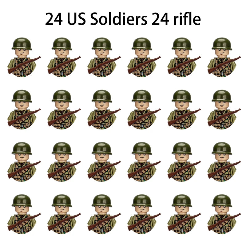 40pcs/batch WWII military characters WWII soldiers National army building blocks weapons Assembling bricks Children's toys