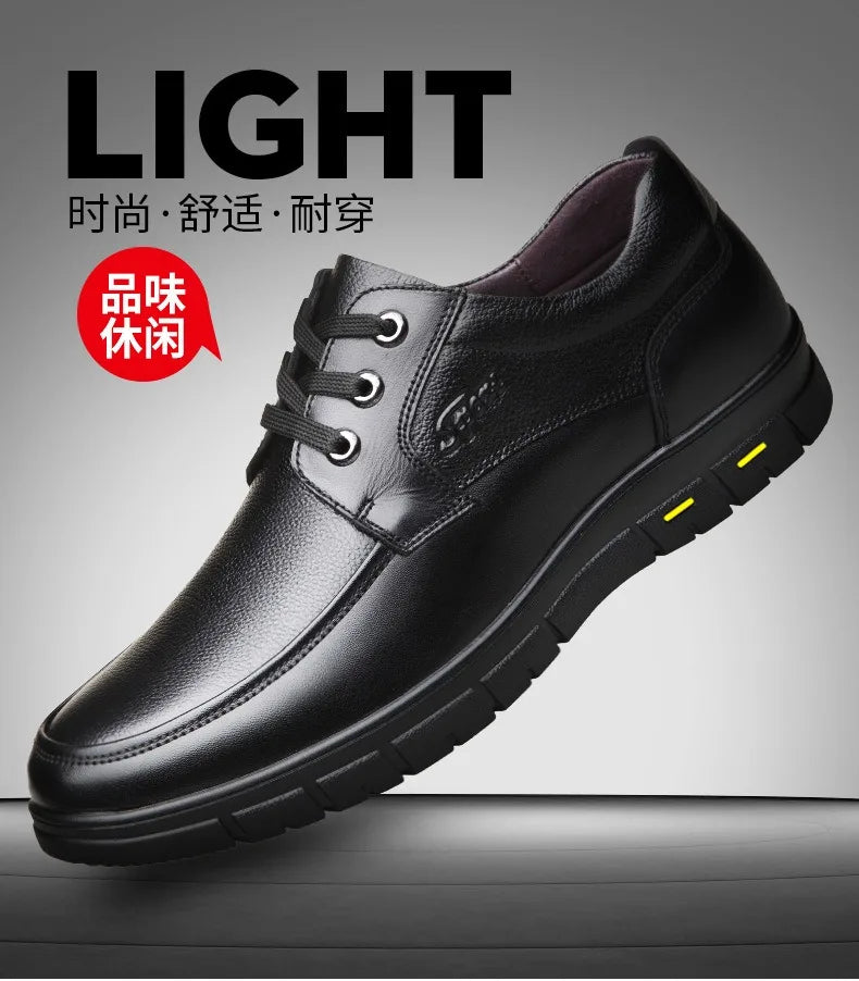 Hot Sale Men Genuine Leather Casual Shoes Soft Sole Walking Shoes Luxury Brand Middle-aged Old Man Dad Lightweight Loafers Shoes
