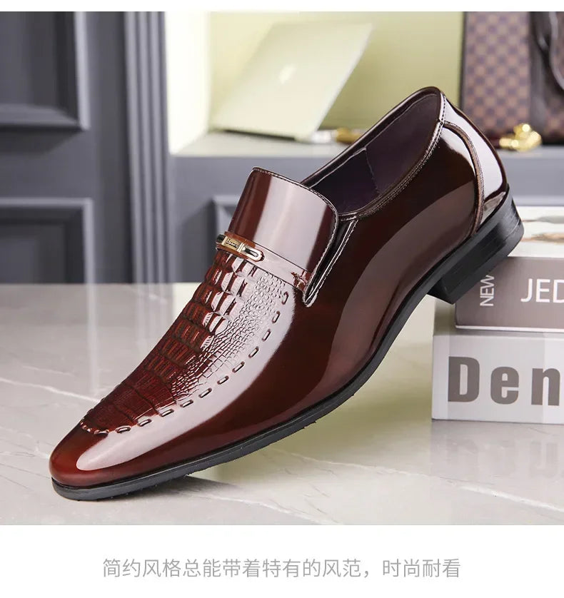 New 2024 Men Leather Shoes Business Classic Office Shoes for Men Crocodile Pattern Men Dress Shoes Breathable Brand Casual