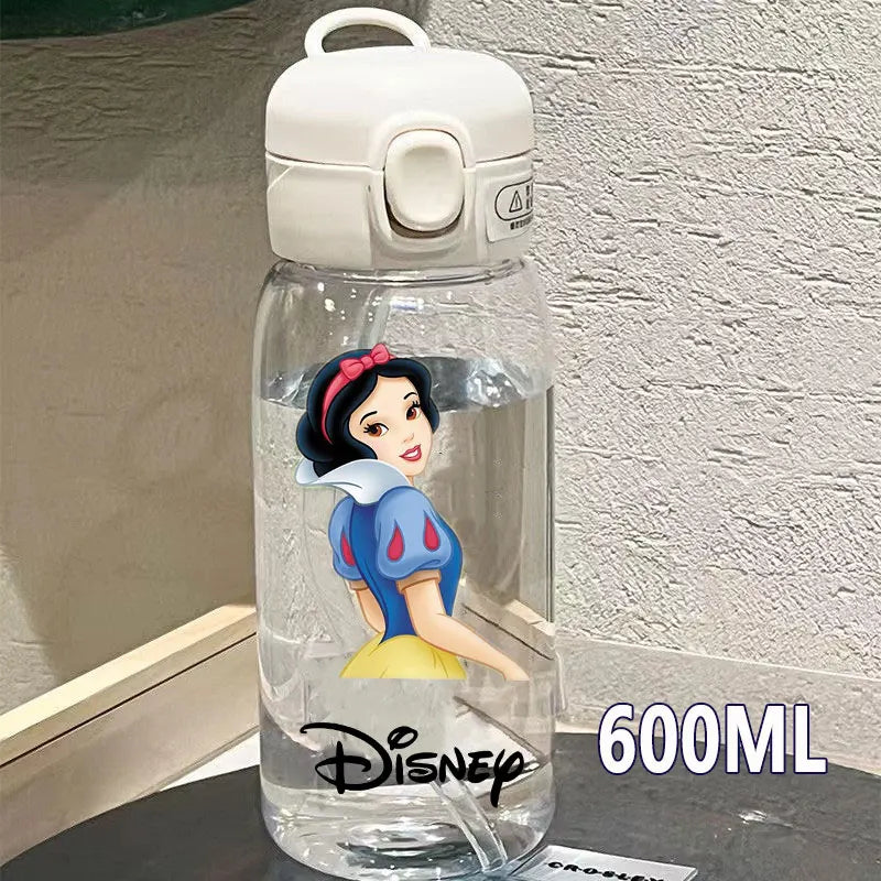 Straw 600/400ML Water Cup Princess Children Portable Plastic Mermaid Frozen Transparent Large Capacity Sport Water Bottle