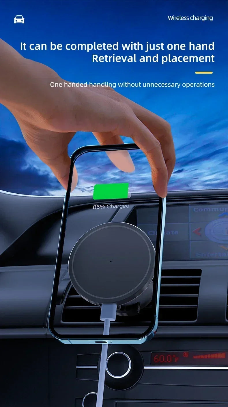 VIKEFON 30W Magnetic Car Wireless Charger For iPhone 12 13 14 15 pro max Air Vent Car Phone Holder Stand Fast Car Charging