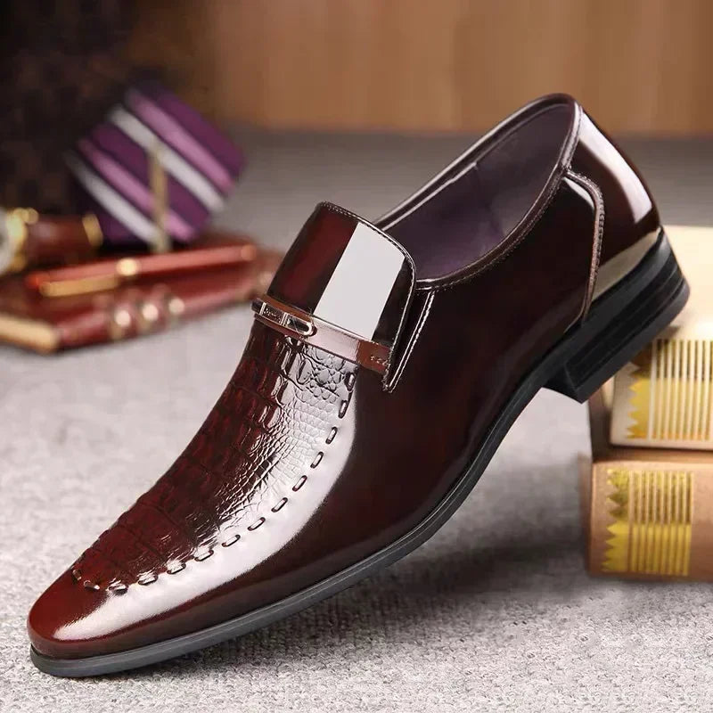 New 2024 Men Leather Shoes Business Classic Office Shoes for Men Crocodile Pattern Men Dress Shoes Breathable Brand Casual