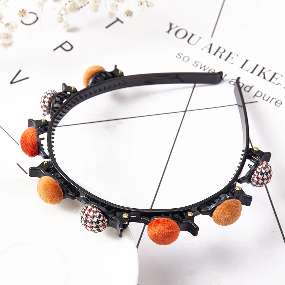 Double Layer Bands Clip Hairbands Fashion Plastic Braided Headband Punk New Knitting Womens Headwear Hair Accessories Pearl